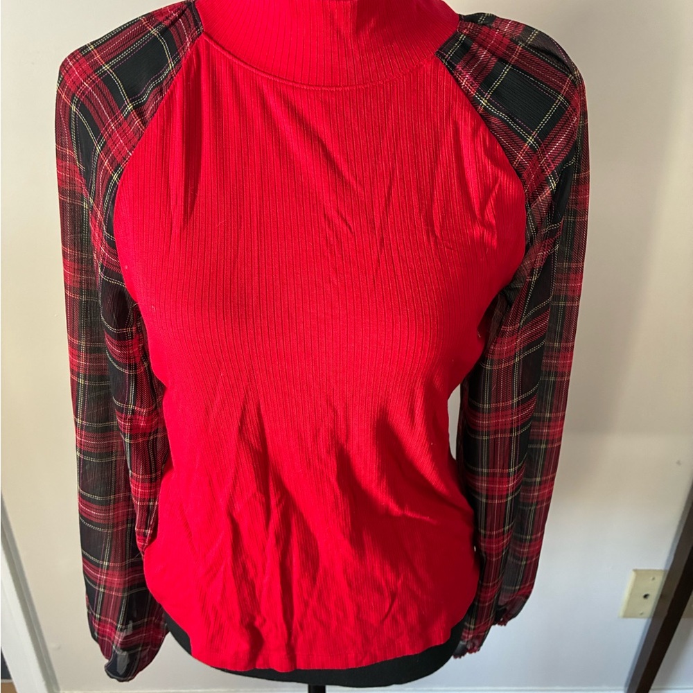 Tommy Hilfiger Red and Black Plaid Blouse